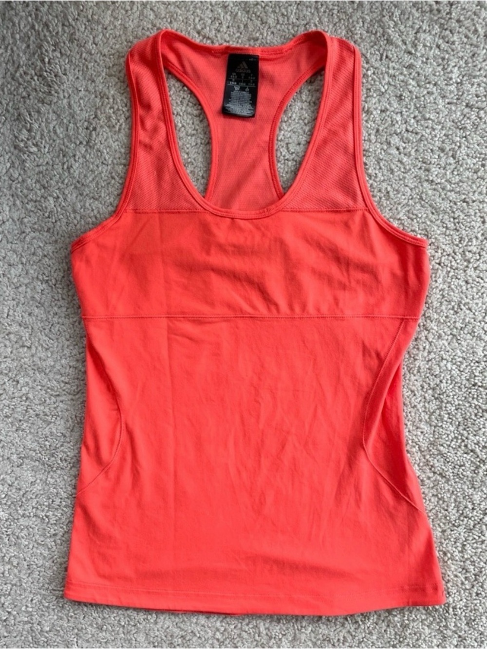 Adidas Fitted Performance Coral Orange Racerback Workout Gym Tank Top Size Small